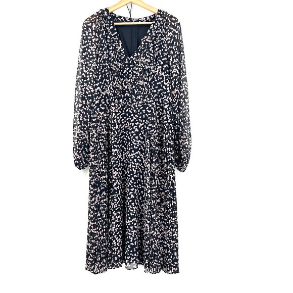 Karl Lagerfeld pleated abstract dot empire waist retro midi tea length dress 10 - Picture 1 of 14